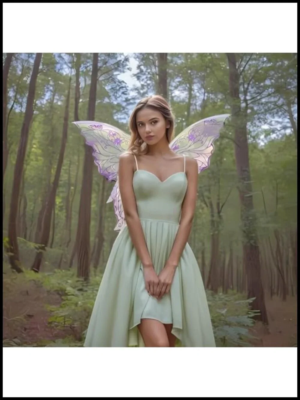 Fairy Wings Set with Floral Garland, Wand & Elf Ears, Cosplay Costume Accessory